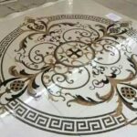 waterjet stone medallion modern marble floor