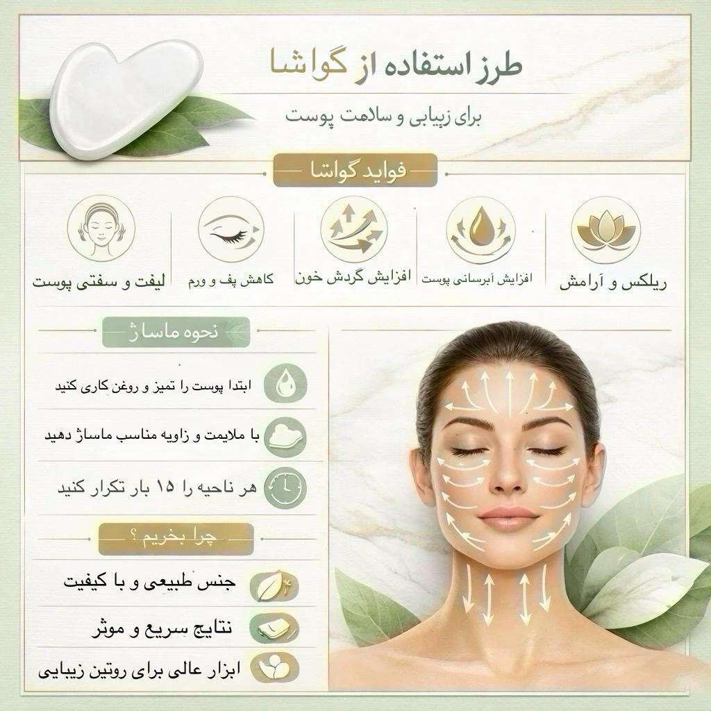 آموزش تصویری ماساژ صورت با سنگ گواشا